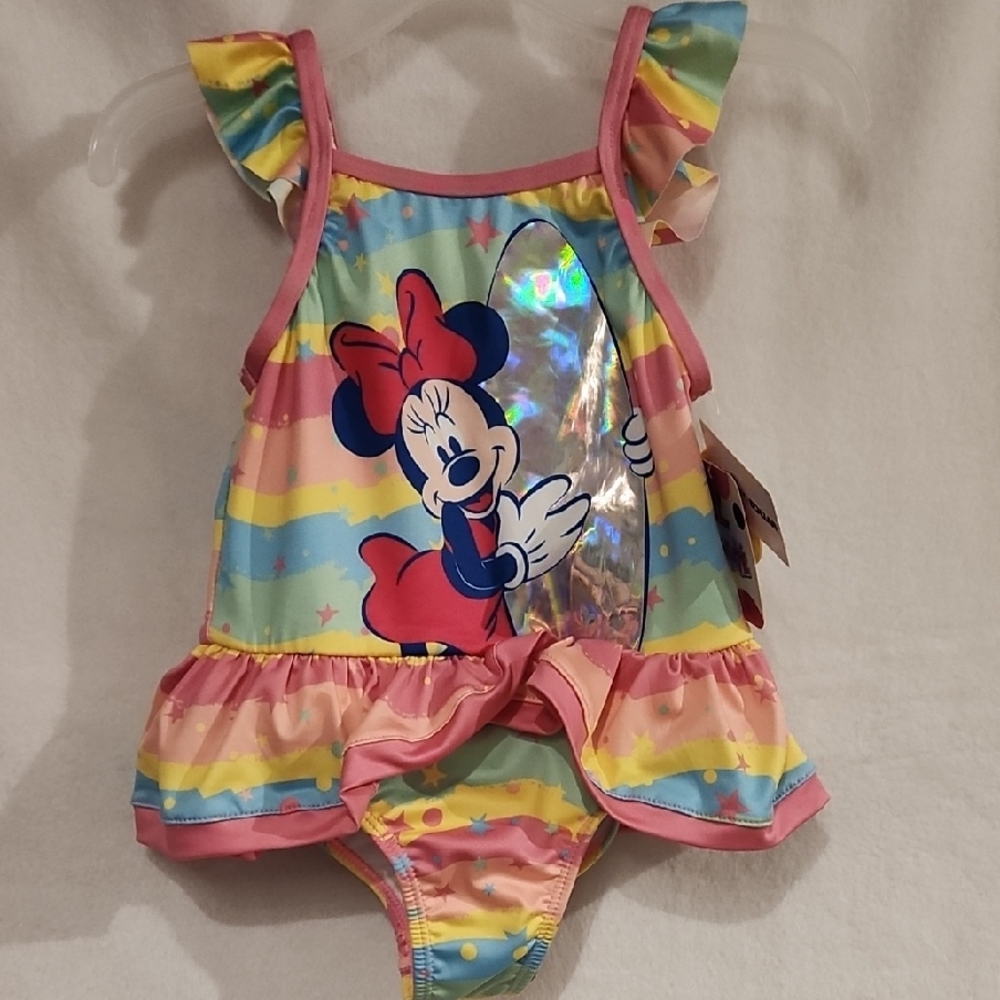 Disney Minnie Mouse Kids Bathing Suit One Piece - Rainbow